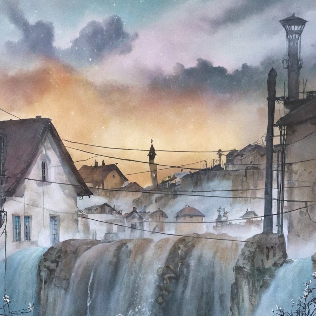 watercolour, traditionalart, cityscape, city, landscapescenery, sunrise, watercolorpainting