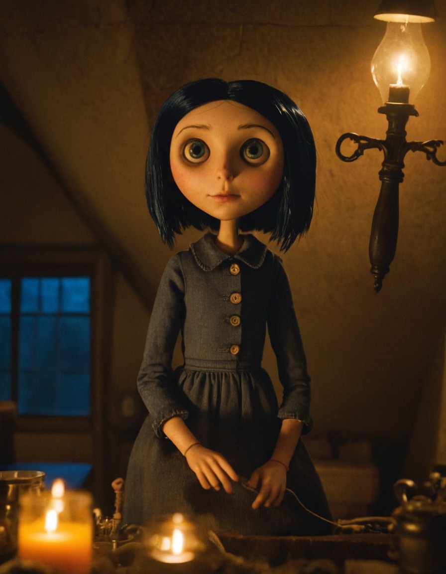 coraline jones, real life, beautiful woman, character transformation, feminine charm, magical realism, modern fairytale