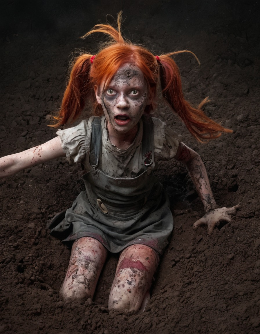 pippi longstocking, zombie, red hair, dirt