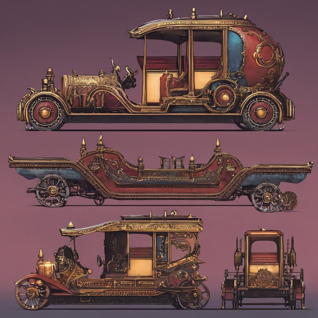 digitalart, characterdesign, scifi, steampunk, vehicle, gamedev, dreamup, ai_art