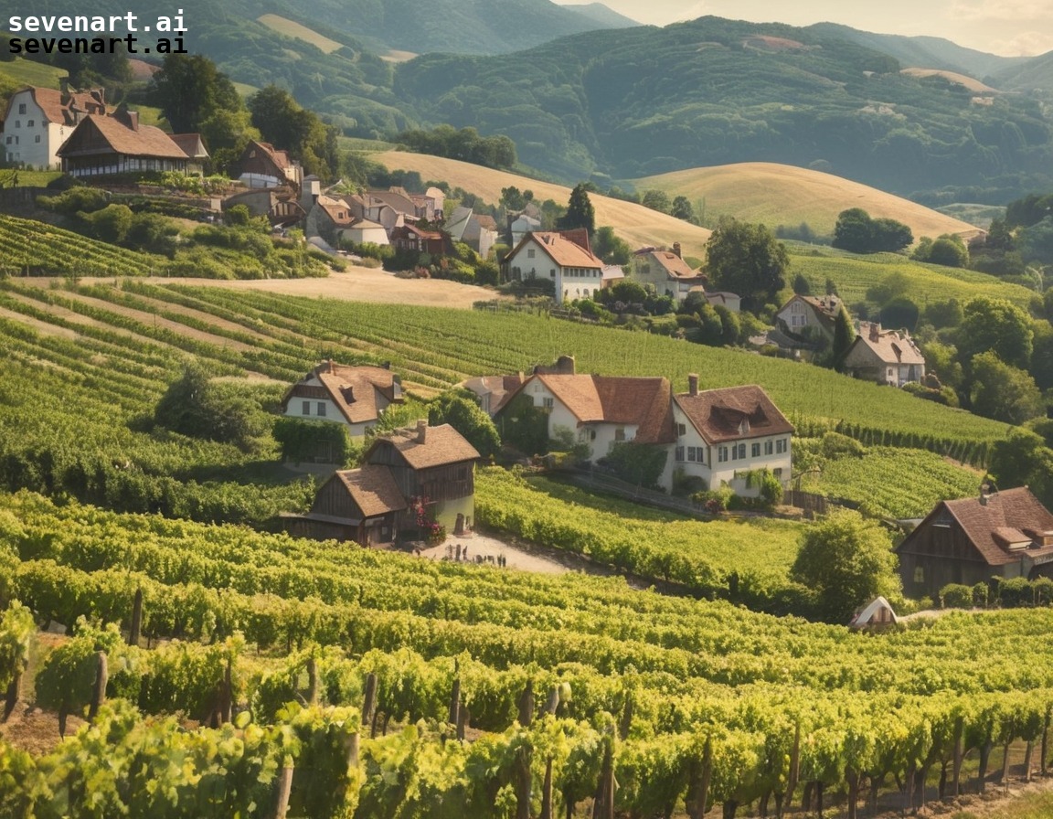 countryside, europe, rolling hills, vineyards, cottages