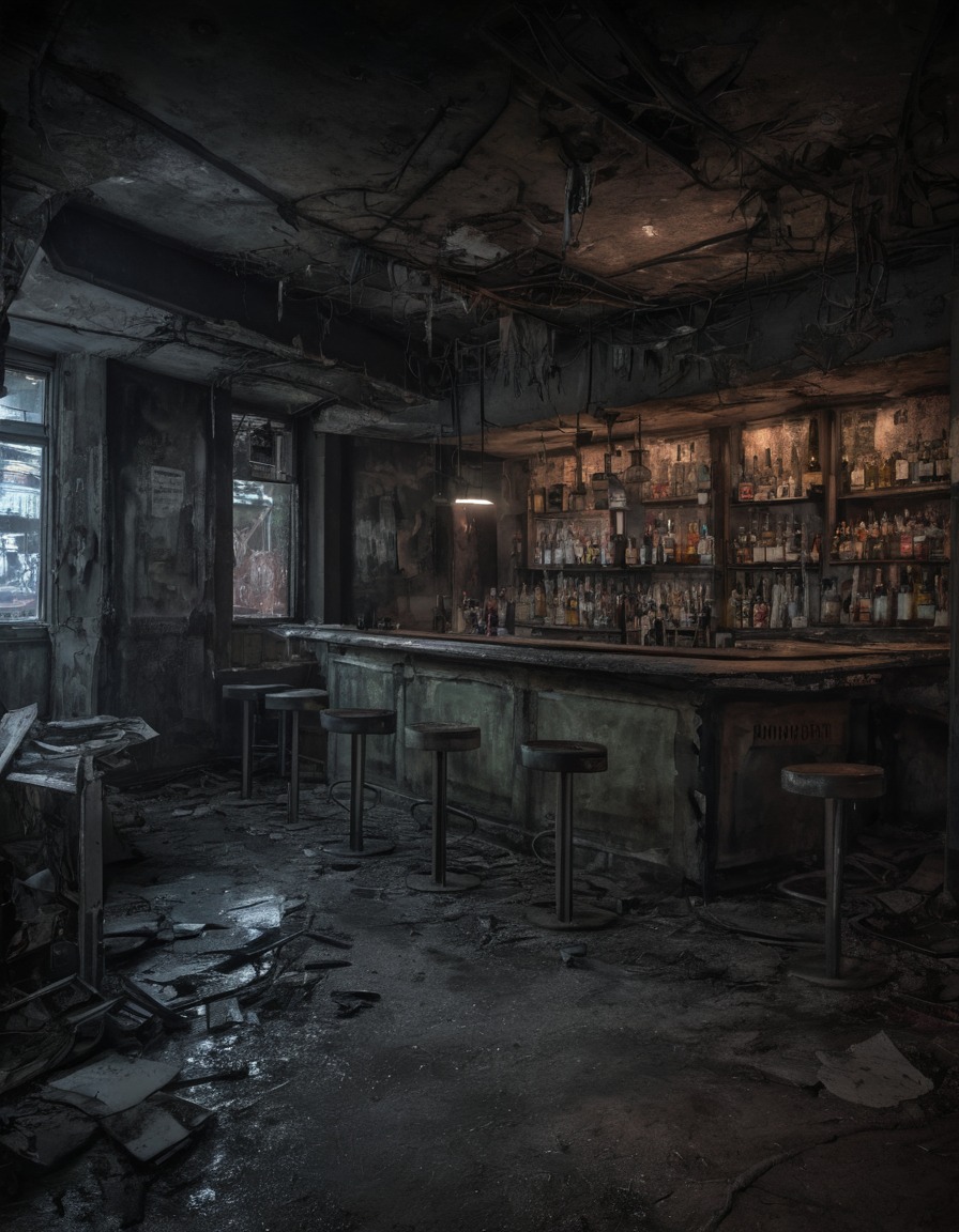 abandoned place, urban decay, city, nightlife, drinking, loneliness, desolation