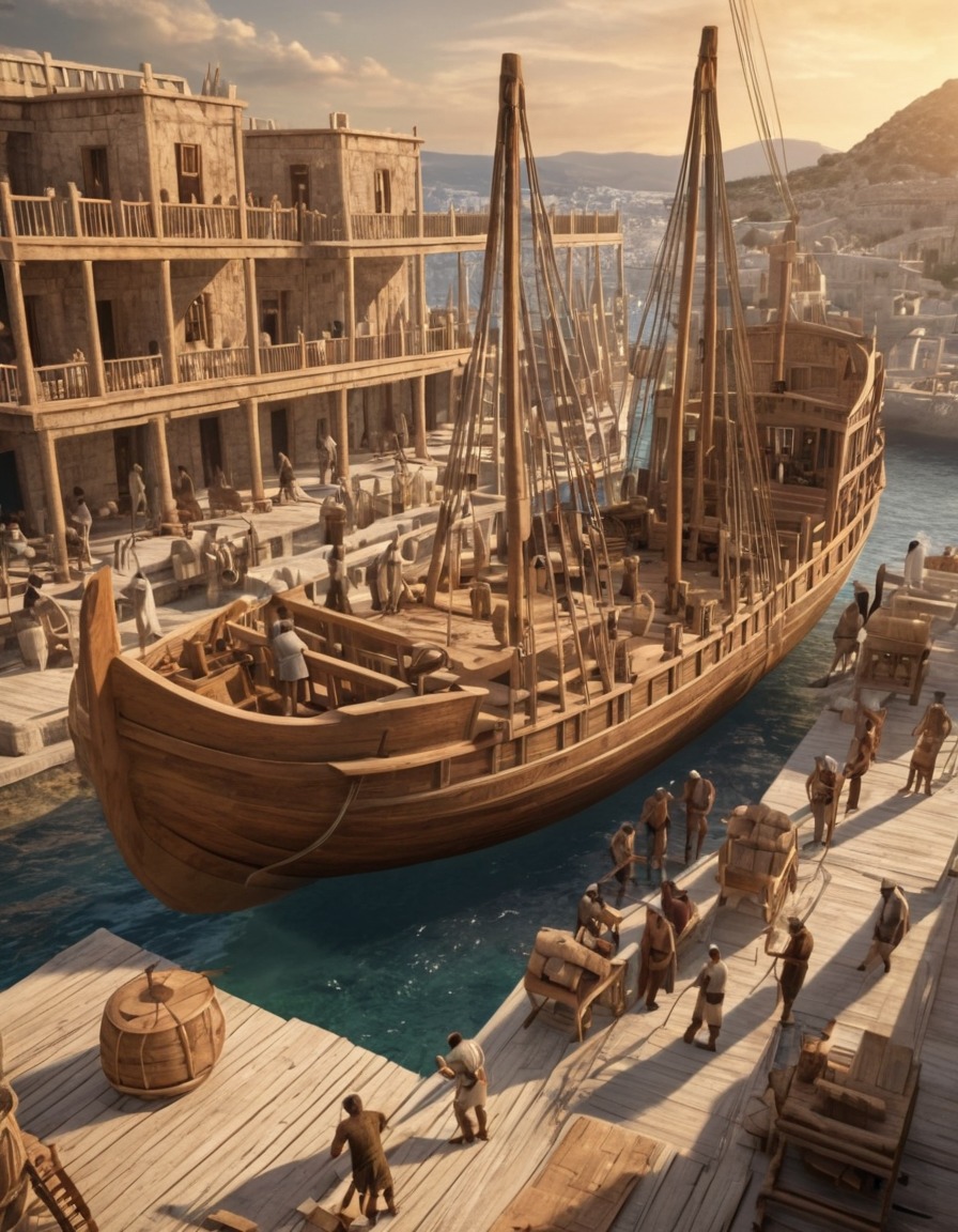 ancient greece, craftsmen, wooden ship, shipyard, construction, 400 bc, ancient technology