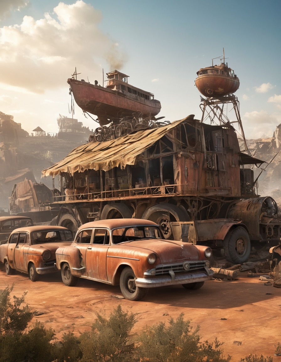 settlement, slum, poverty, makeshift, scrap metal, old vehicles, fallout, games, tv shows