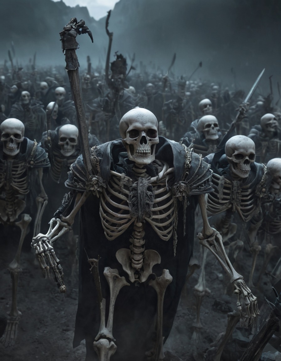 undead, conqueror, skeleton army, fantasy, dark fantasy, zombie