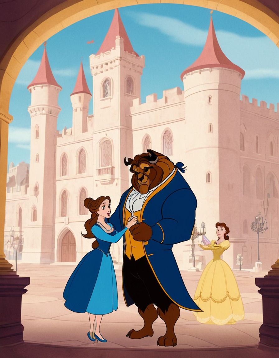 beauty and the beast, 2017, movie, painted scene, fantasy, romance, disney