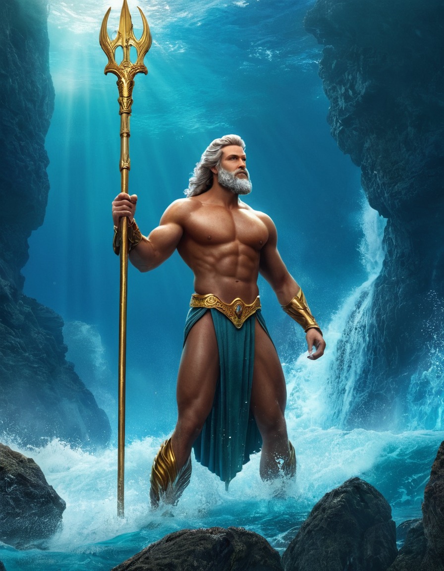 poseidon, greek mythology, deity, ocean, epic, mythical scene