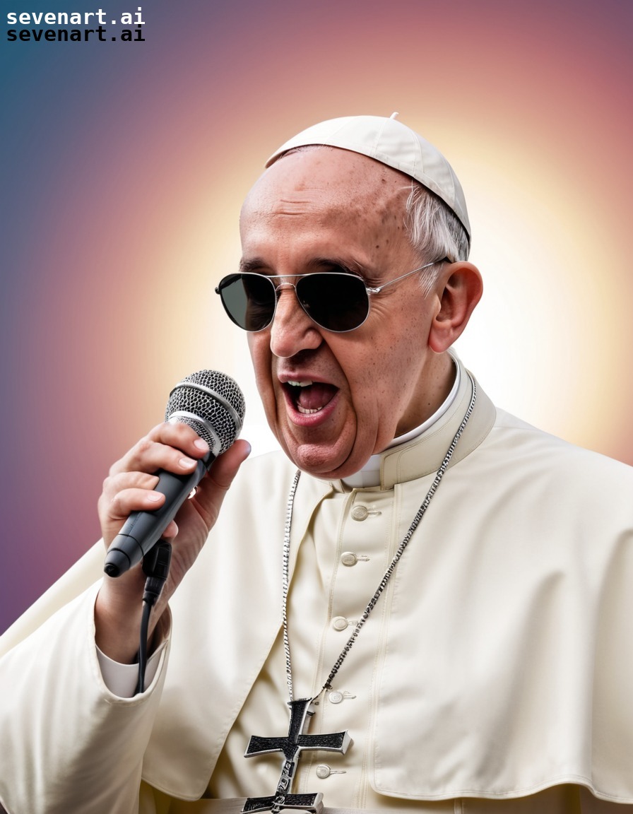 pope francis, karaoke, performance, microphone, sunglasses, vatican