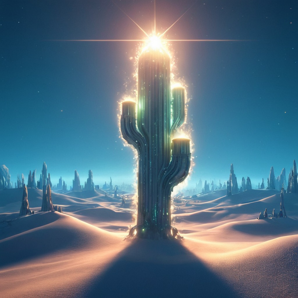 cactus, flowers, night, nightfall