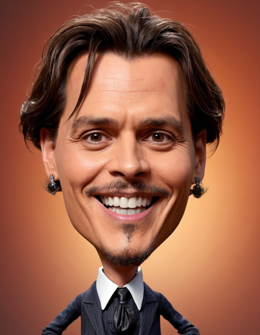 johnny depp, actor, celebrity, caricature, big head, crazy smile