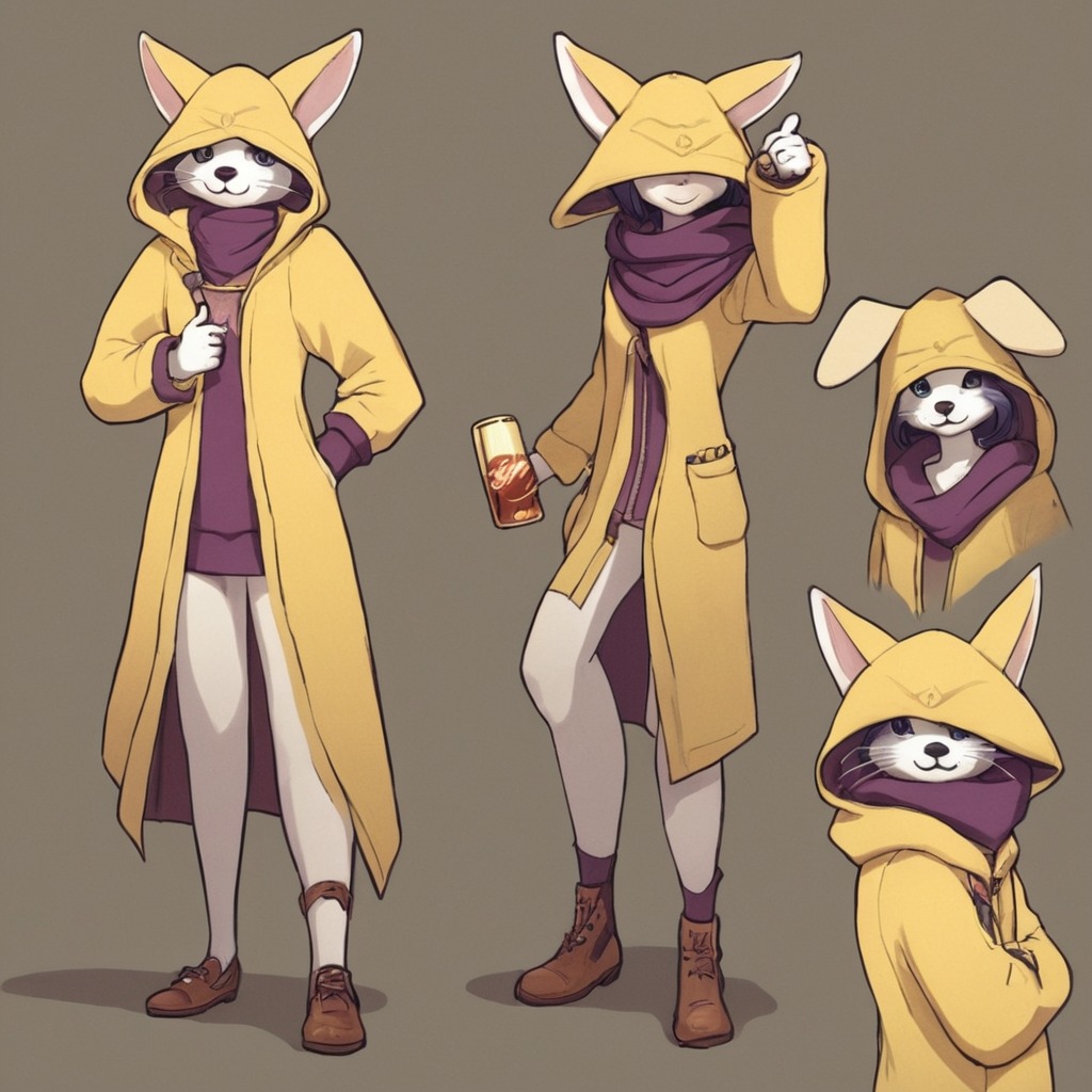 characterdesign, scarf, dreamup, digitalart, anime, fanart, conceptart, characterconcept, fox, bunny, rabbit, ai_art