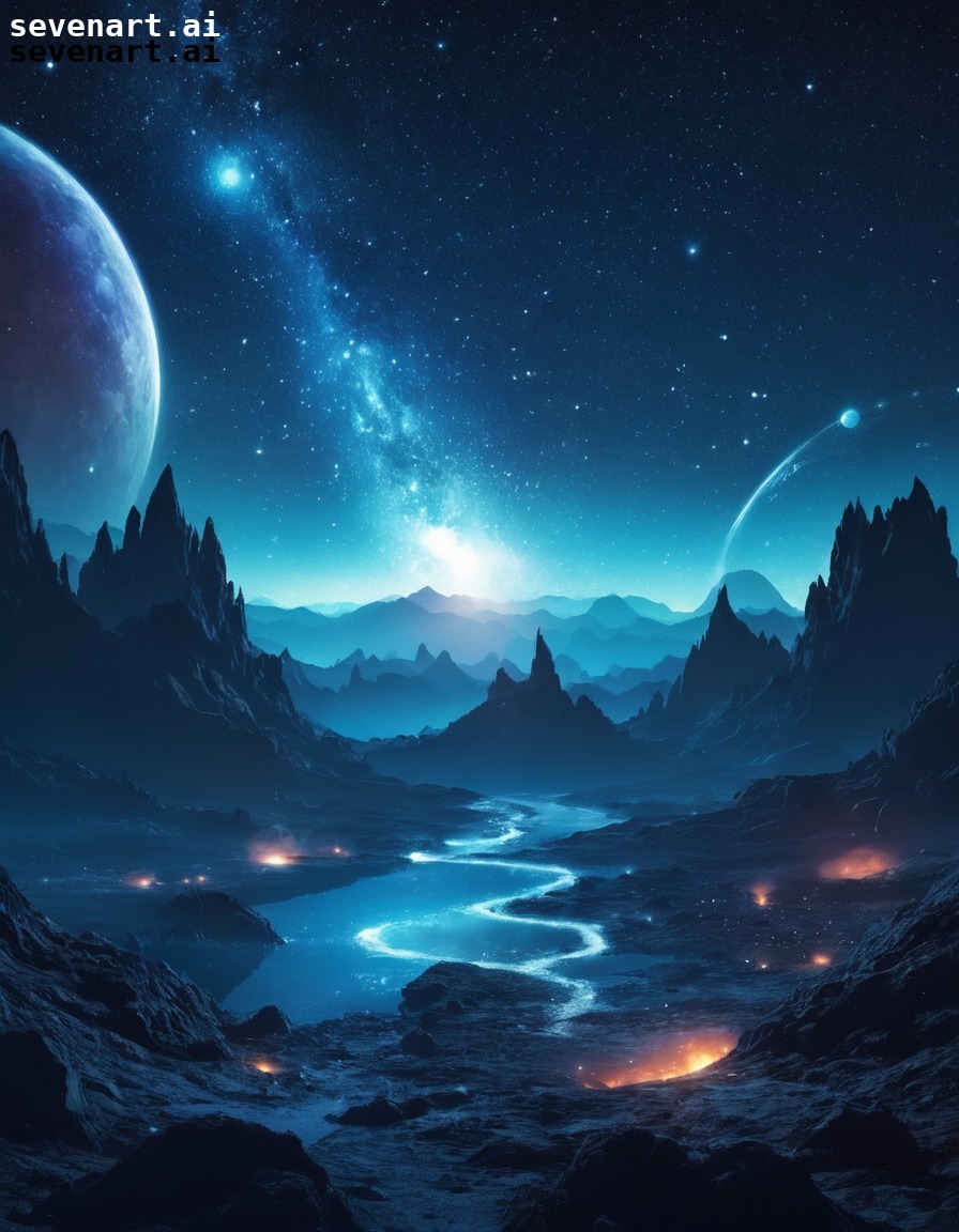 fantasy, universe, mythical, planets, starry night, space, stars