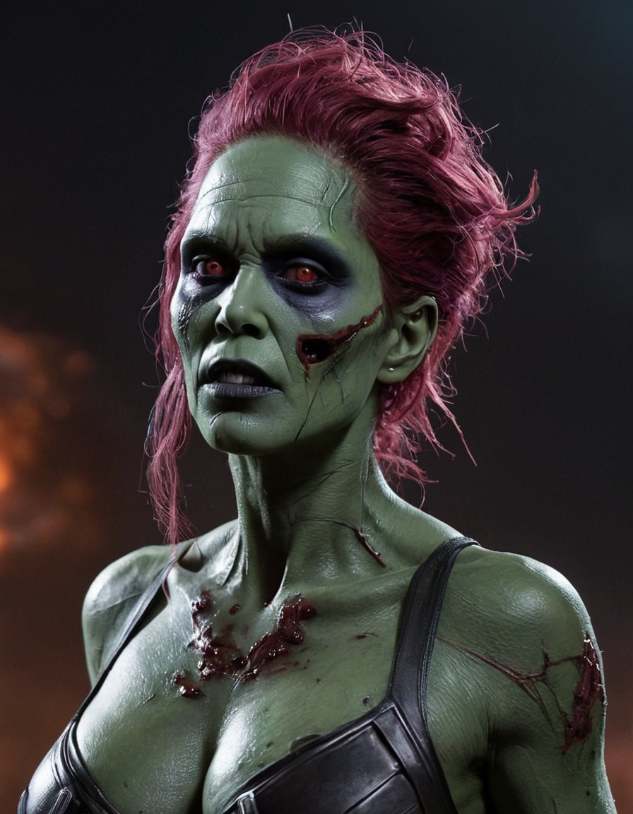 zombie, gamora (guardians of the galaxy), marvel, sci-fi, horror, undead