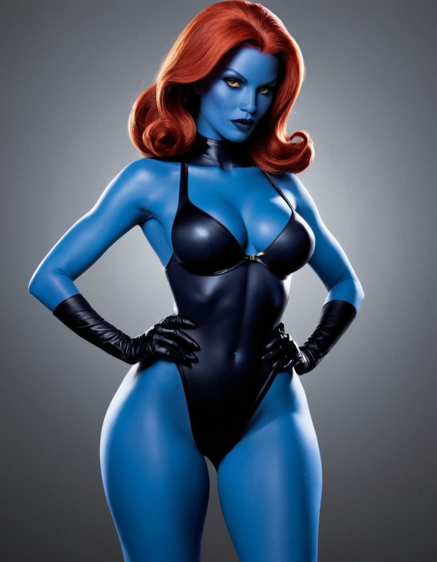 mystique, x-men, mutant, seductive, powerful, sexy, superhero, painted