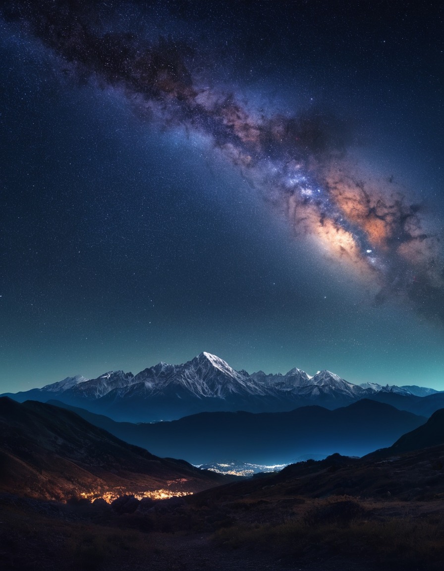 nature, night sky, milky way, stars, mountains