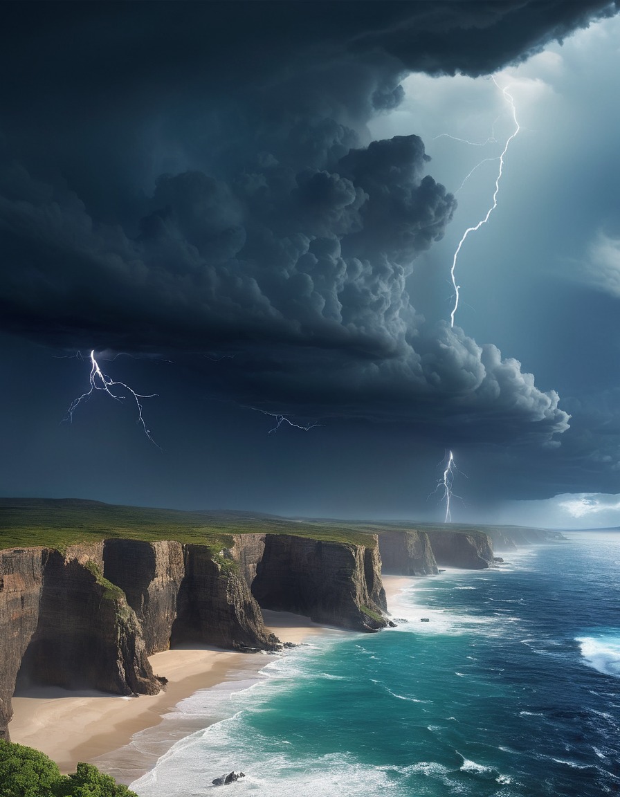 nature, landscape, weather, thunderstorm, coastline