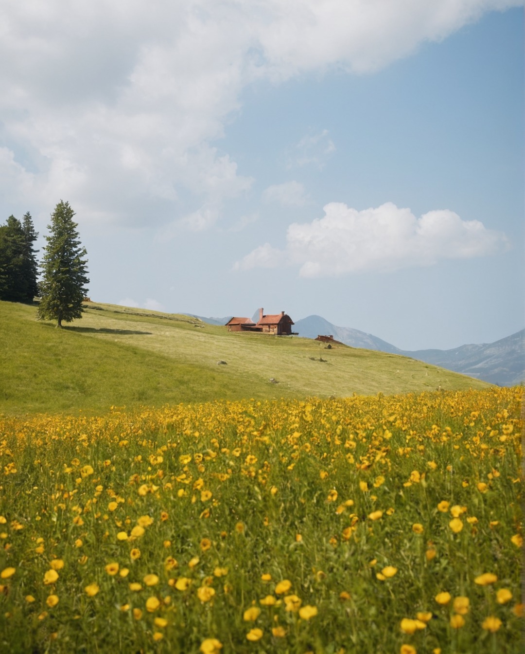 appenzellerland, switzerland, mountain, mountains, cottage, flower fields, wild flowers, flowers, flower, flower field, yellow flowers, isolation, isolated, nature, landscape, petitworld favs