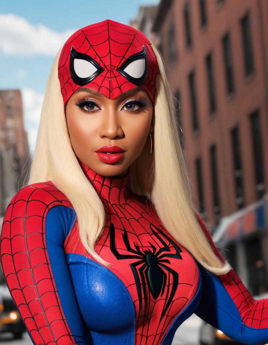 nicki minaj, spiderman, crossover, music artist, superhero, entertainment, visual imagery