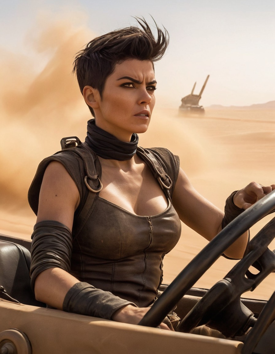 furiosa, mad max, sandstorm, action, post-apocalyptic, driving