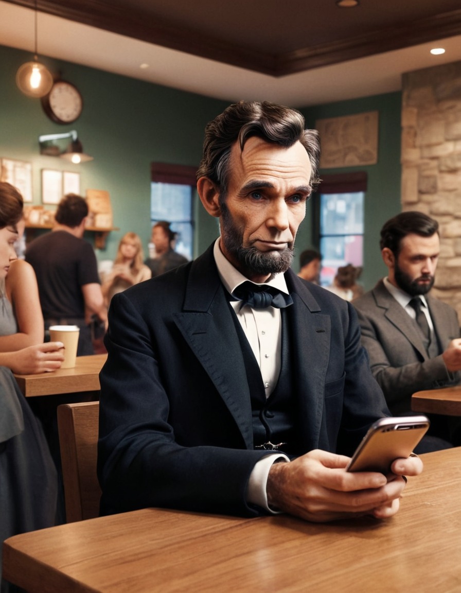 abraham lincoln, historical figure, humor, modern technology