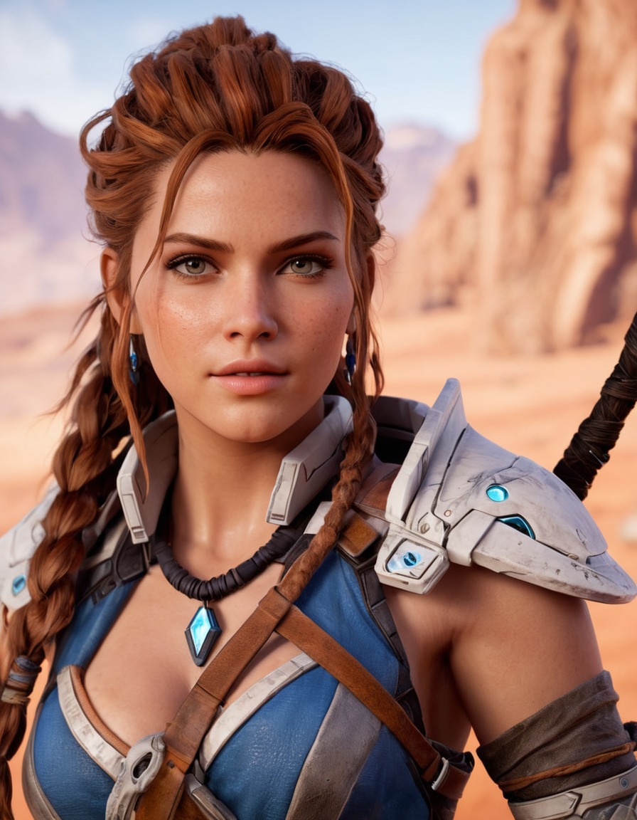 aloy, horizon zero dawn, action-adventure, robot dinosaurs, playstation, strong female character