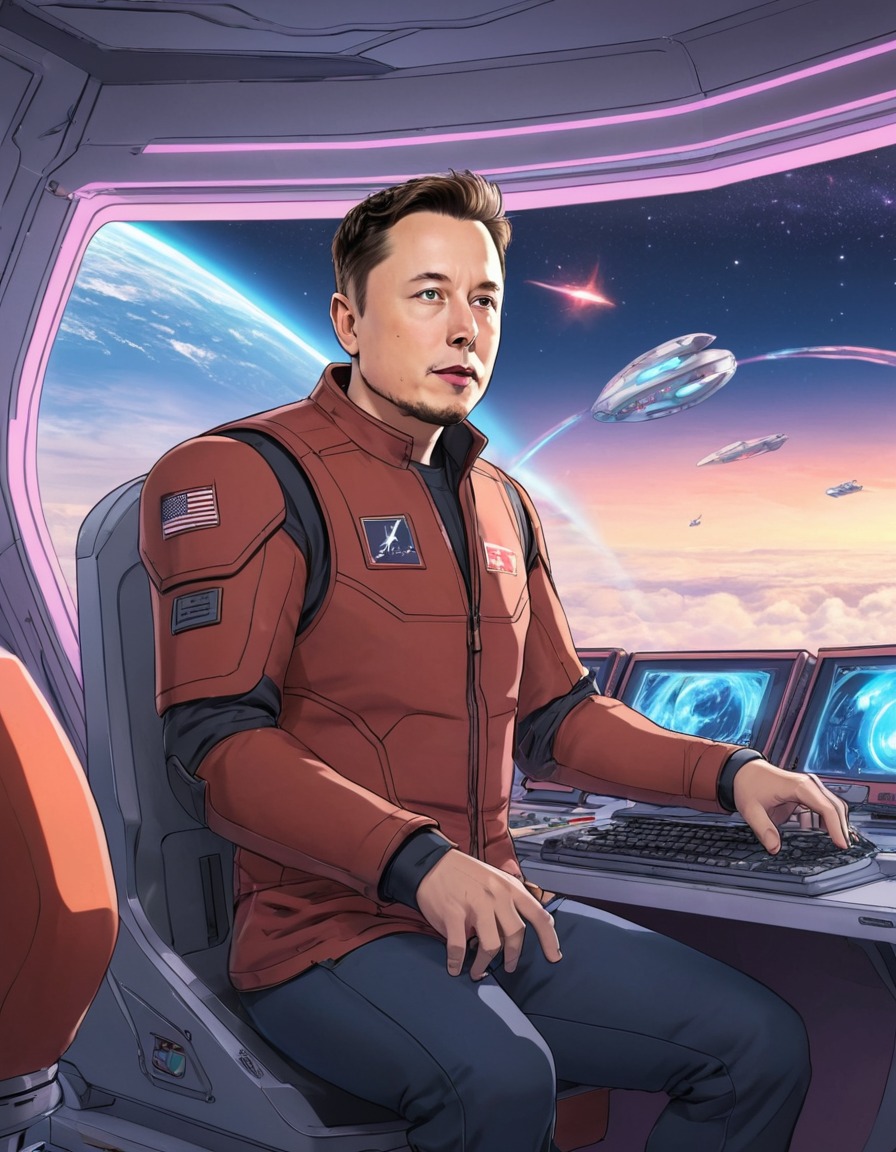 elon musk, anime, spacecraft, science fiction, technology