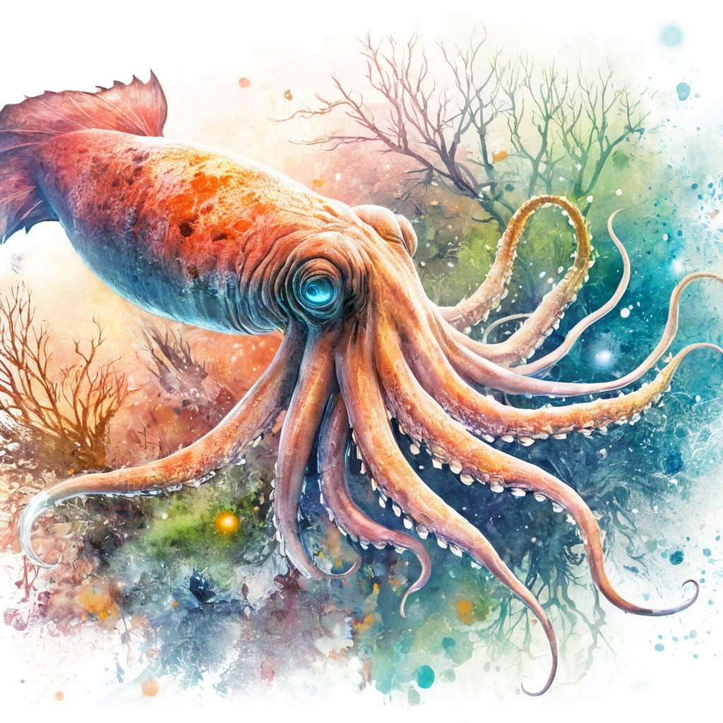 animal, sea, copilot, coralreef, dalle3, squid, aiart