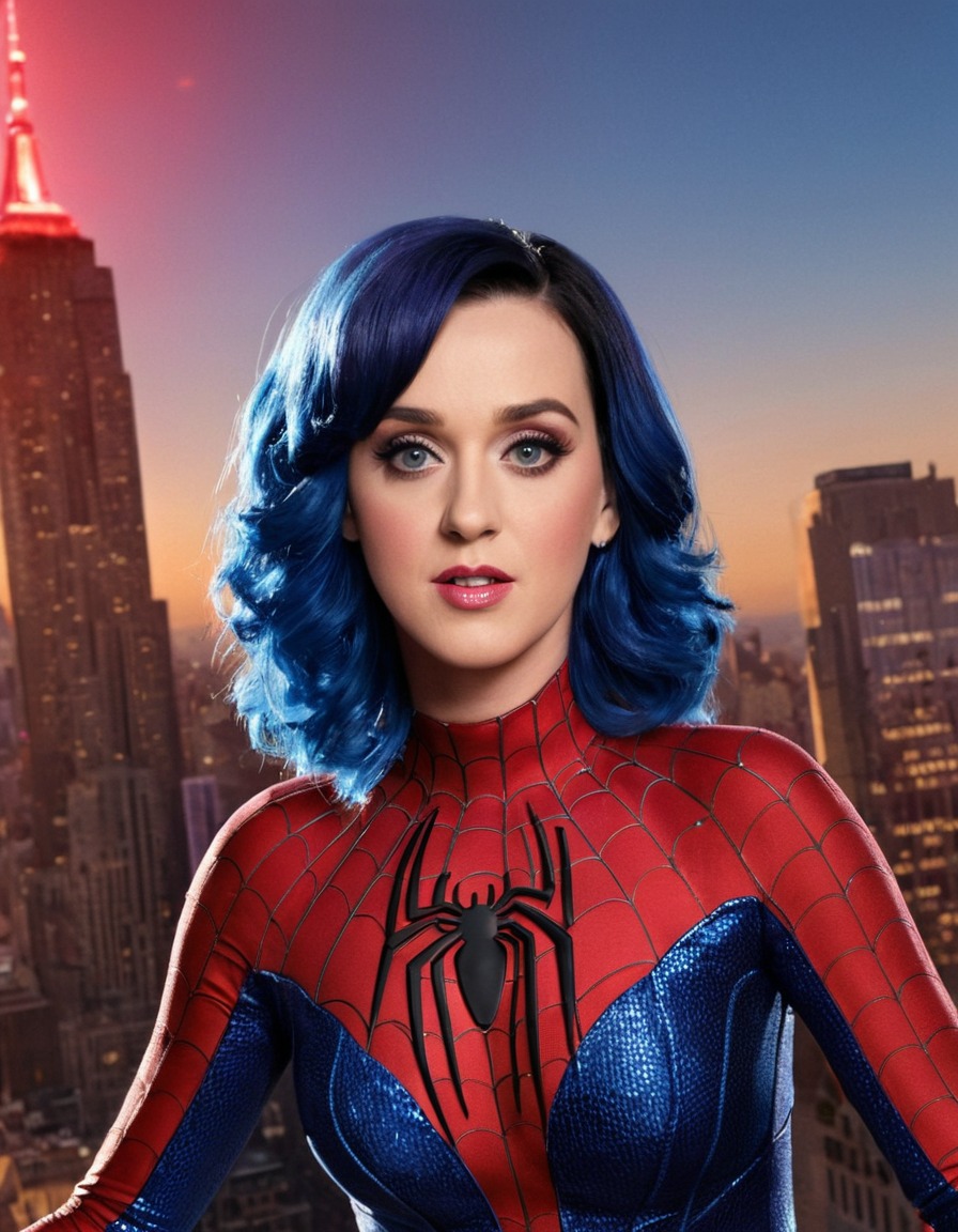 katy perry, spiderman, superhero, pop culture, celebrity, music, entertainment