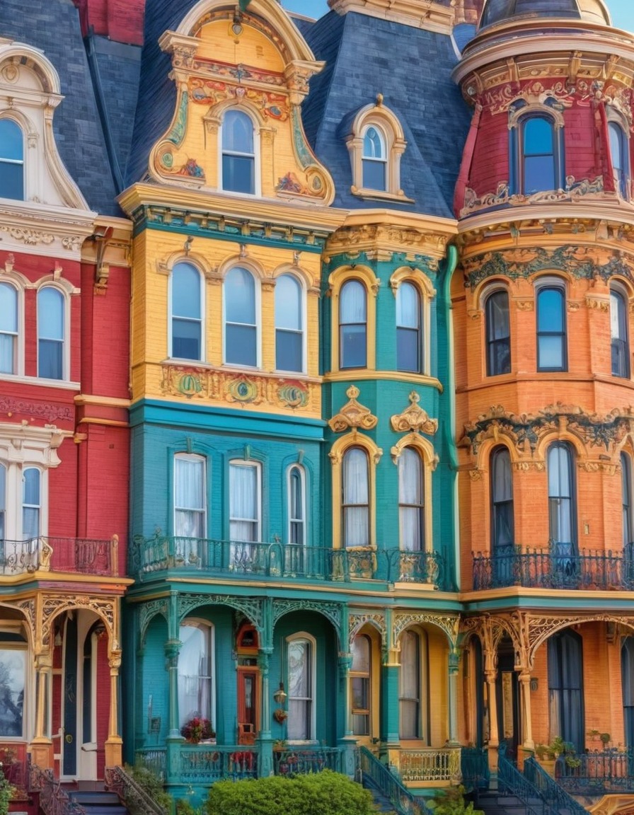 victorian, townhouses, colorful, architecture