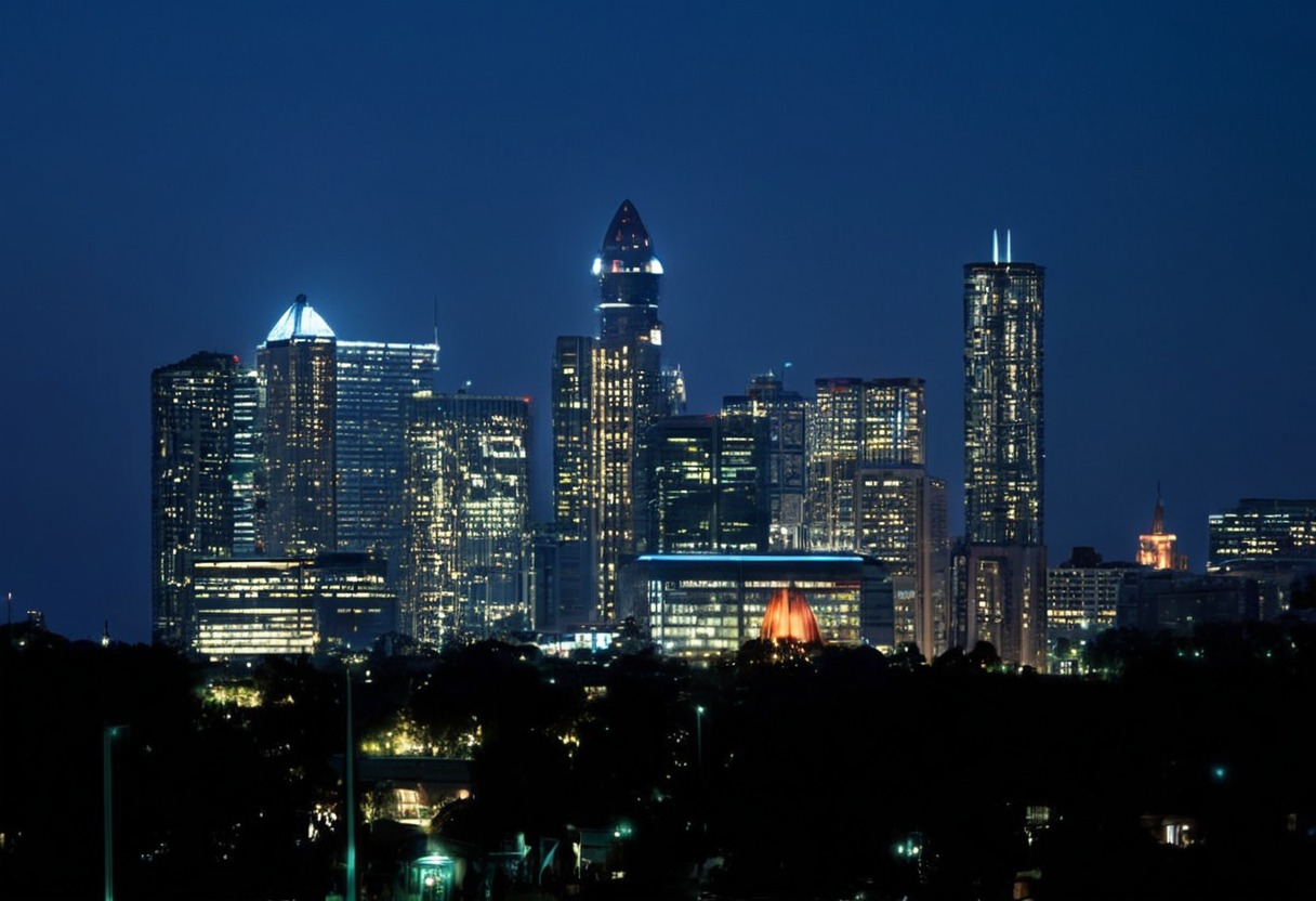 houston, night, city, texas, 1990s, 90s, 90's