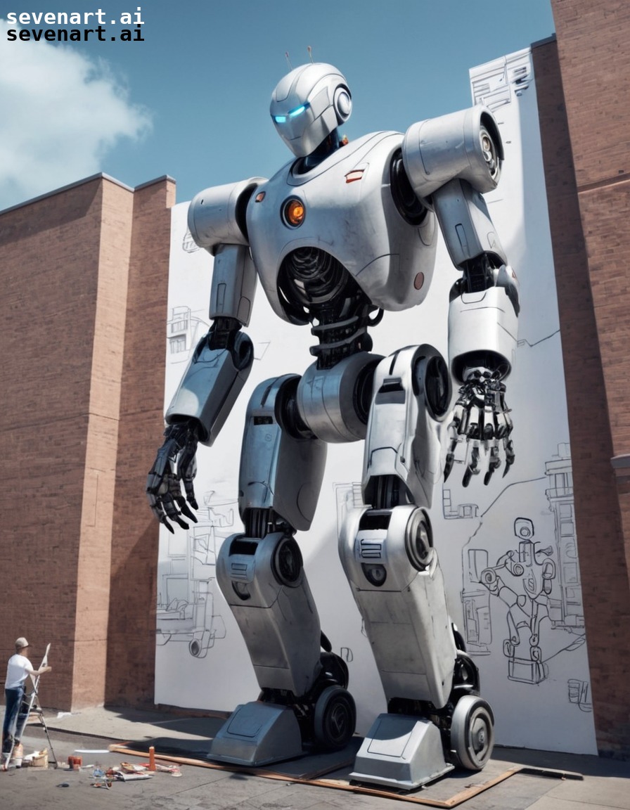 robot, artist, mural, city, technology, robots