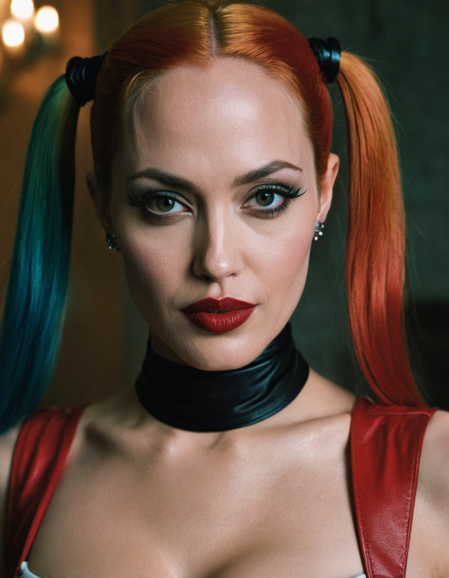 harley quinn, angelina jolie, dc comics, superhero, villain, actress