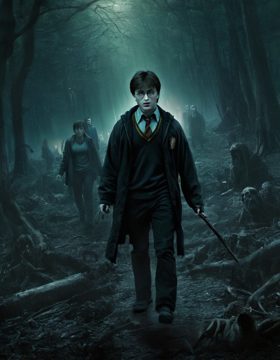 harry potter, zombie, forbidden forest, fantasy, magic, undead, horror