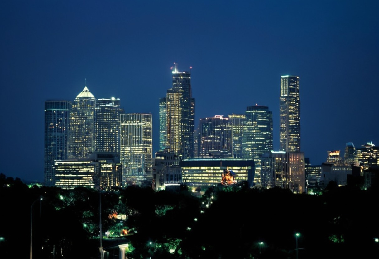 houston, night, city, texas, 1990s, 90s, 90's