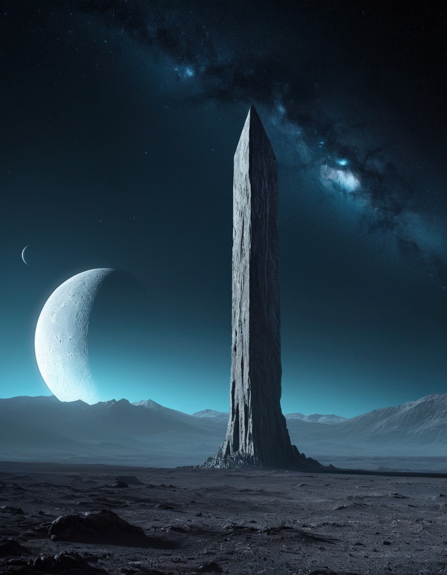 space, moon, monolith, mysterious, alien, astronomy