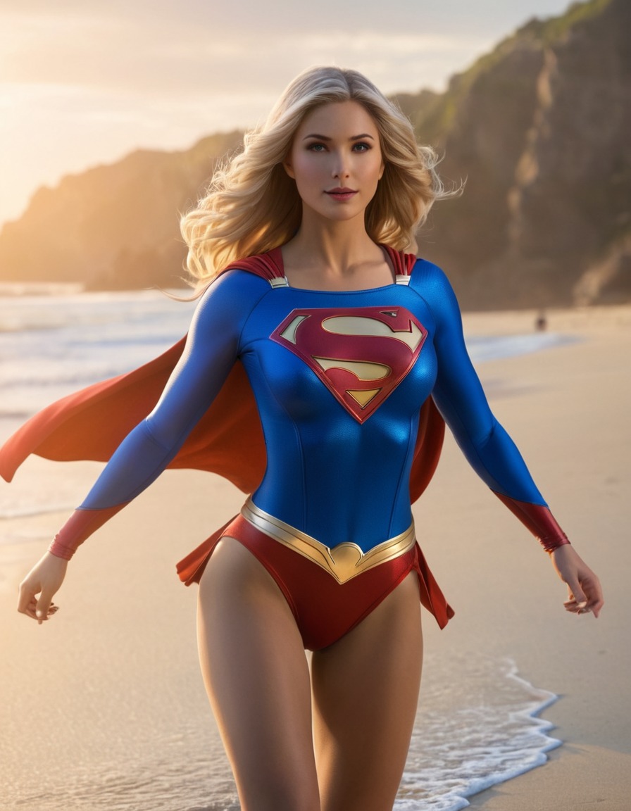 beach, supergirl (dc comics), swimsuit, superhero, dc comics, comics, summer