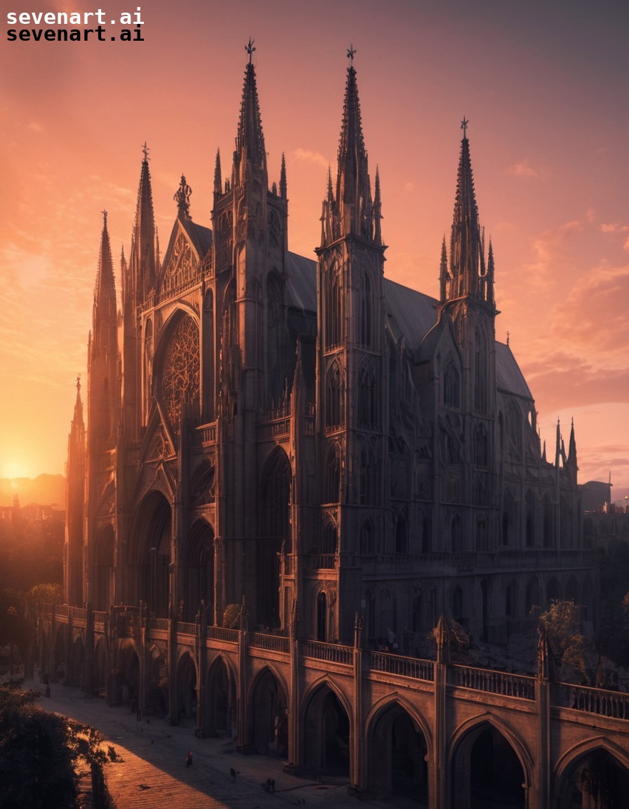 architecture, cathedral, gothic, sunset, beauty