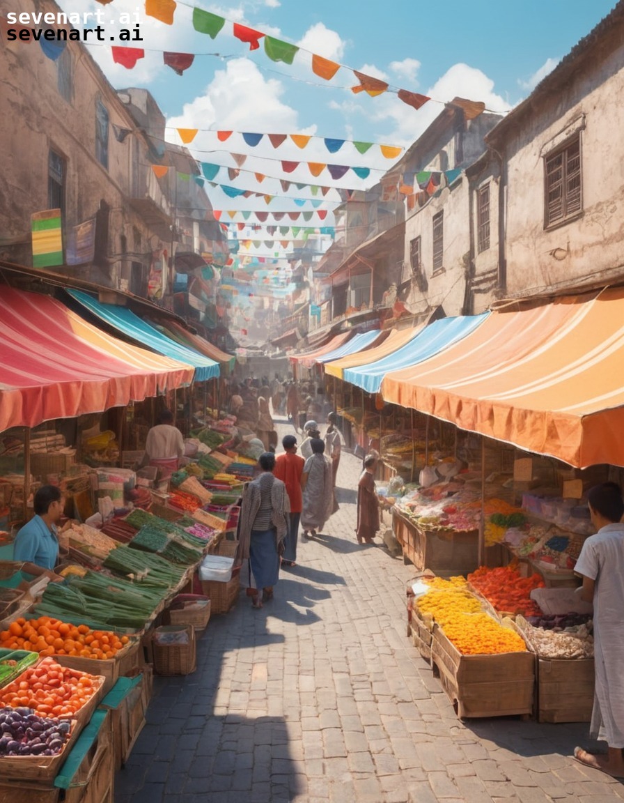 market, vendors, outdoor, colorful, bustling, modern city, city