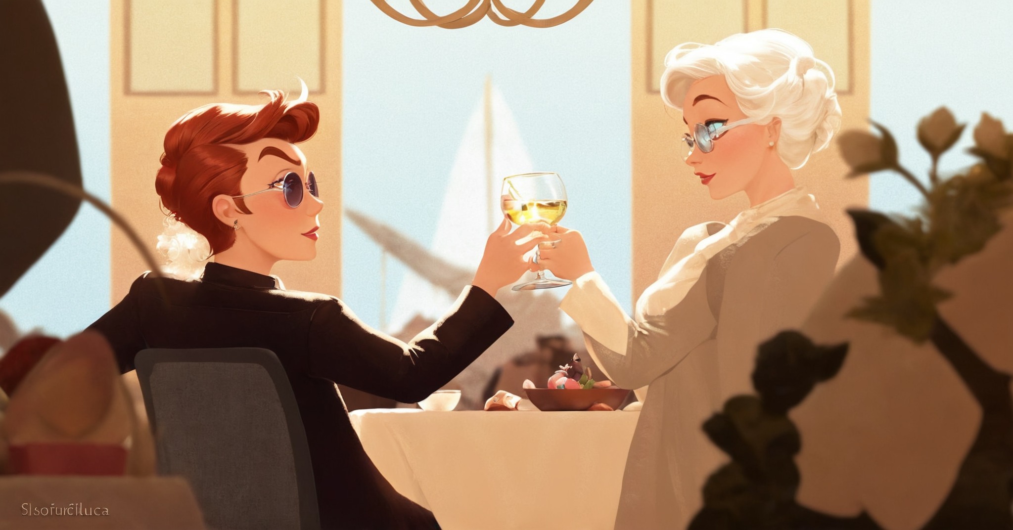 art, artists on tumblr, good omens, ineffable husbands, aziraphale, aziracrow, crowley, terry pratchett, neil gaiman, my art, fanart, still hoping for that south downs cottage, digital art, illustration, go fanart, art ph, finally posting current art!, what better way to start than with good omens <3