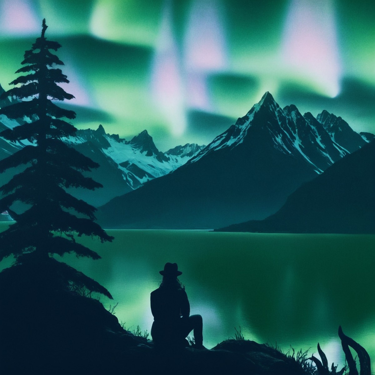 auroraborealis, digitalart, digitalartwork, digitalpainting, landscape, mountainscape, northernlights, scenery, linelessart, linelessstyle, linelessdigital