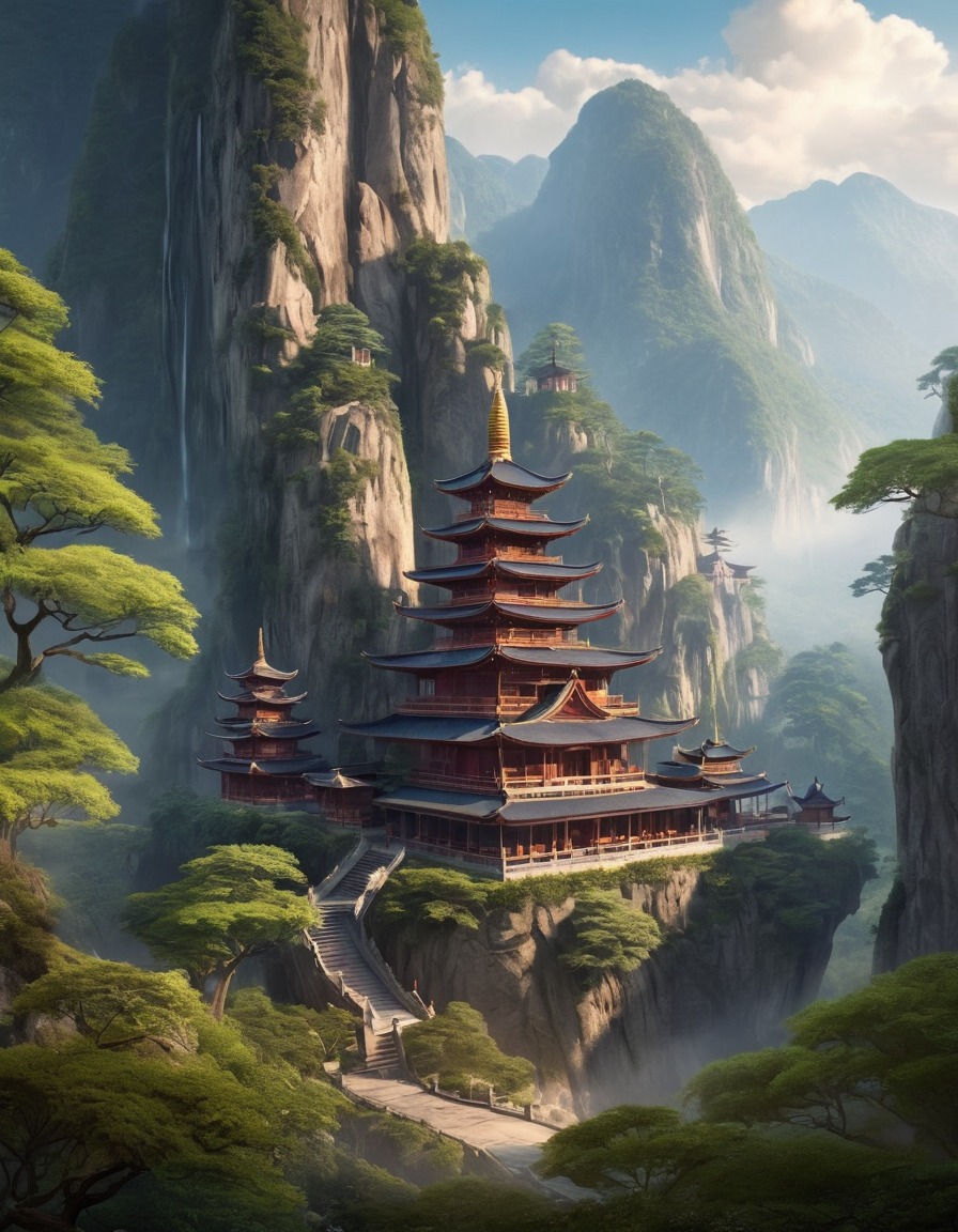 buddhist, temple, mountains, spirituality