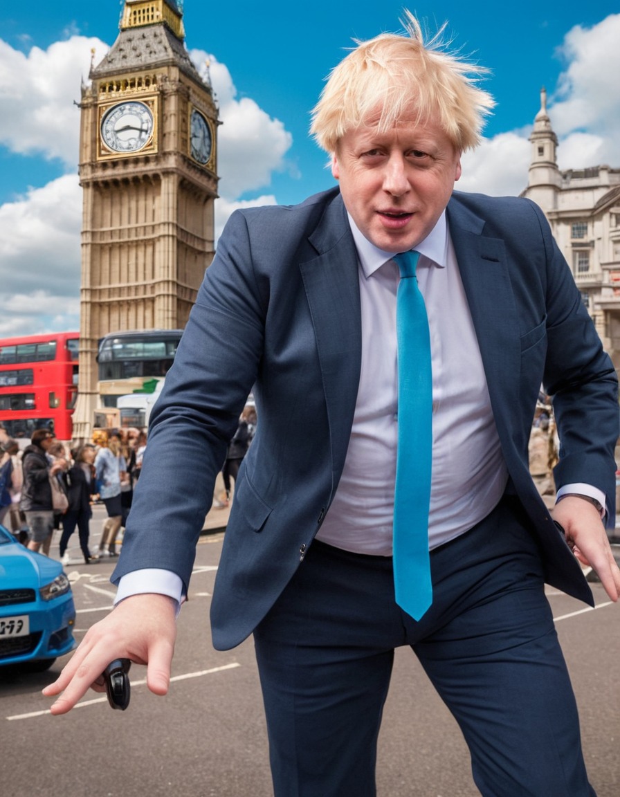 boris johnson, anime character, stylish, charismatic, london landmarks, illustration, politics, anime