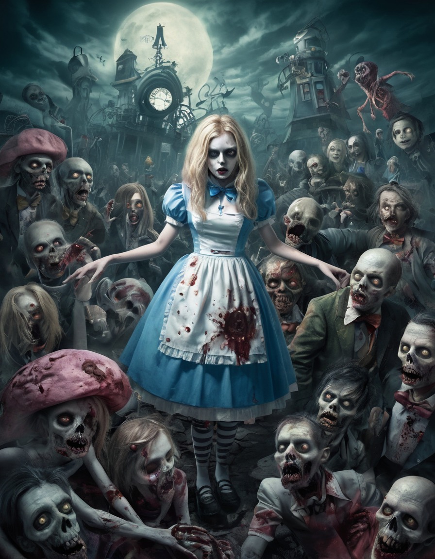 alice, alice's adventures in wonderland, zombie, wonderland, characters, fantasy, horror