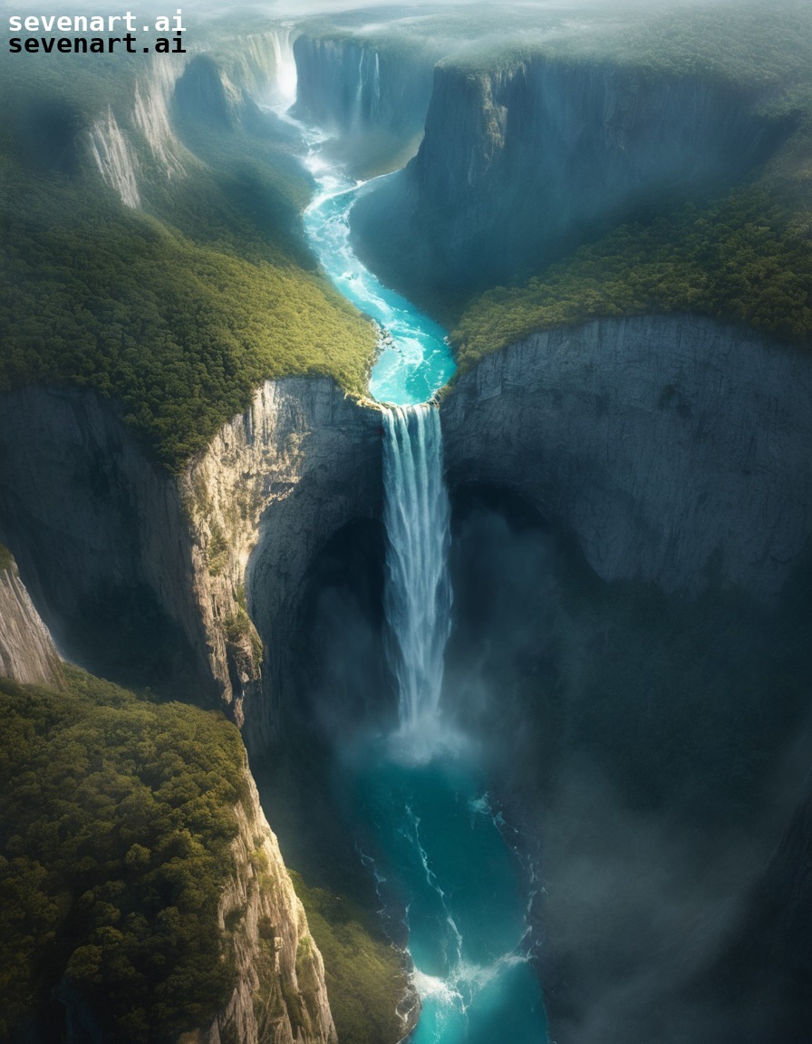 nature, aerial view, landscape, waterfall, scenic beauty