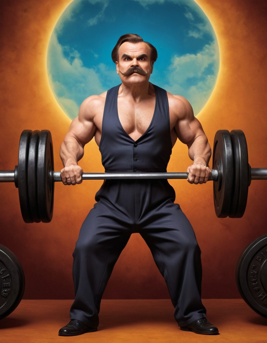 friedrich nietzsche, caricature, weightlifting, philosophy, fat