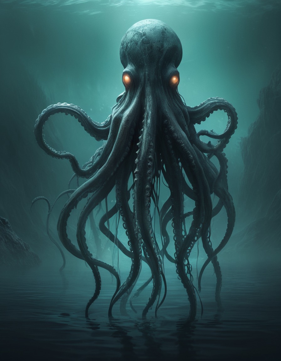 mysterious, tentacled, creature, haunted, lake, lovecraft, howard lovecraft