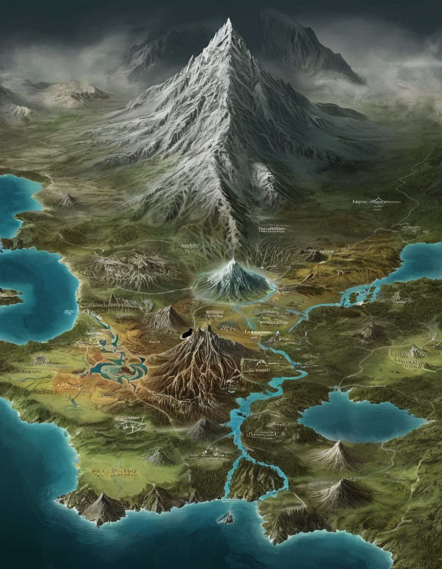 middle-earth, map, fantasy, locations, landmarks, john tolkien, tolkien