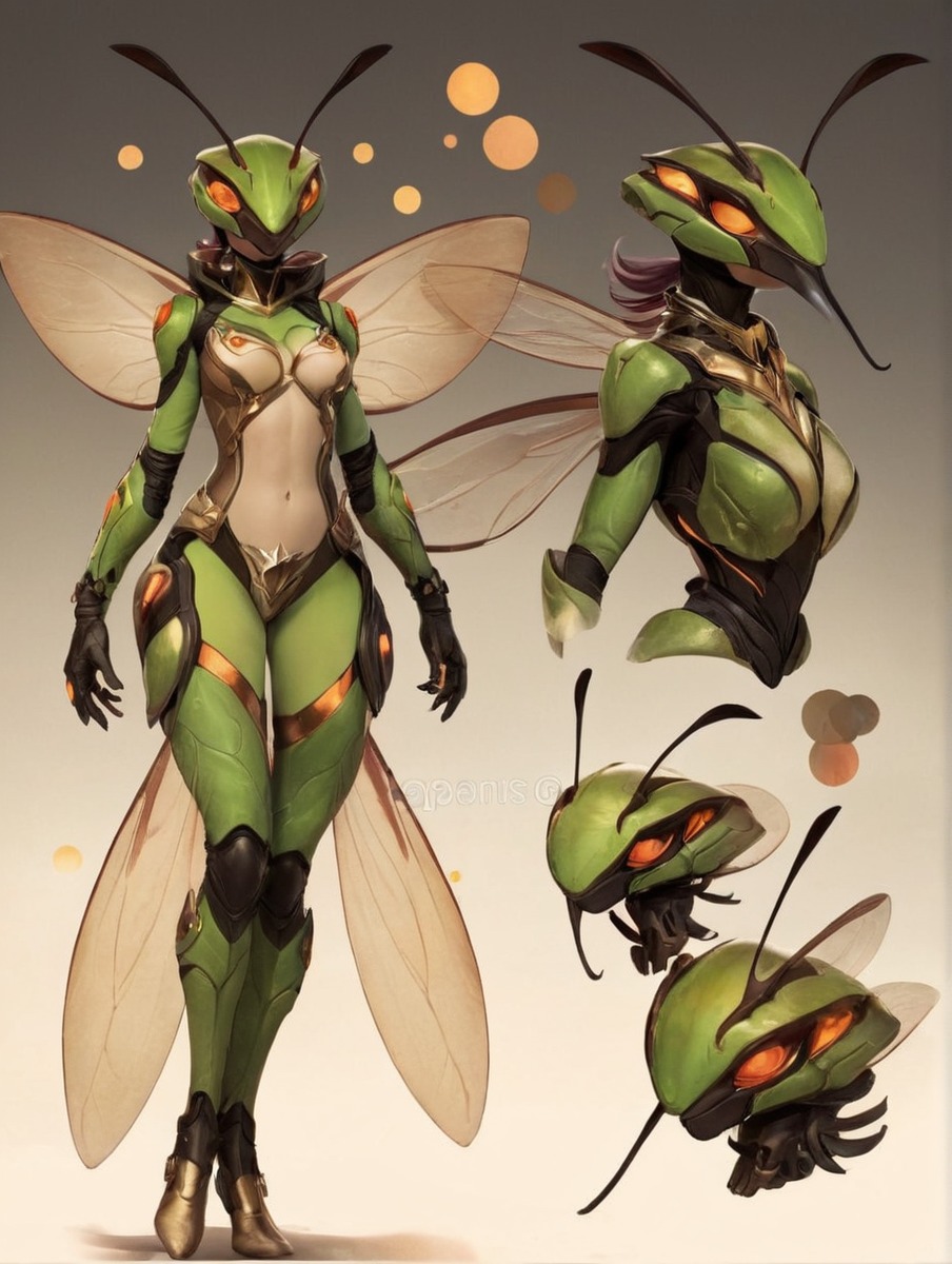 adoptable, characterdesign, charactersheet, exoskeleton, insectgirl, ai_generated, stablediffusion, automatic1111, scorpianpp