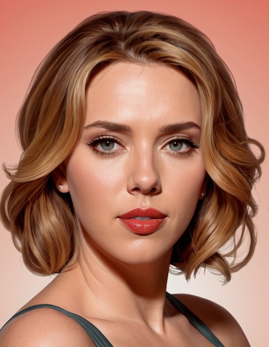 scarlett johansson, portrait, painting, actress, celebrity