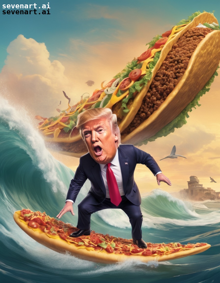 surfing, taco, humor, political satire, current events, trump, donaldtrump